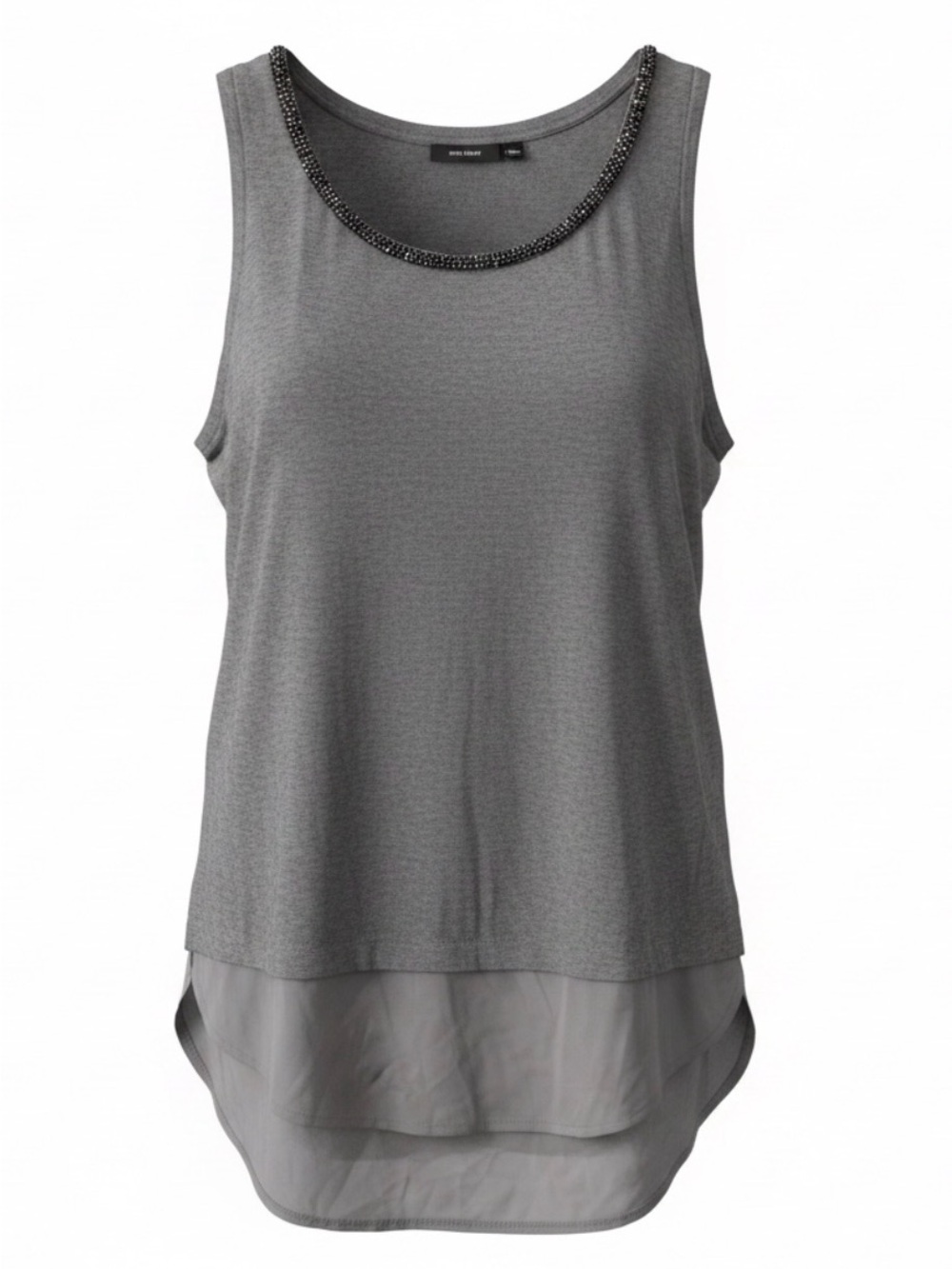 Apt. 9 Beaded-Neck Gray Layered Tank